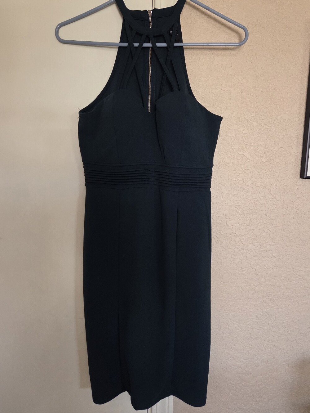 iris Dark Emerald Green Halter Mini Dress with Gold Side Ties